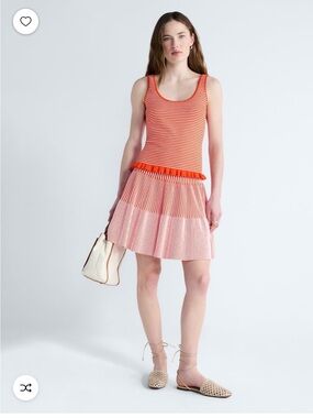 Striped Orange & White Sleeveless Knit Tank and Skirt